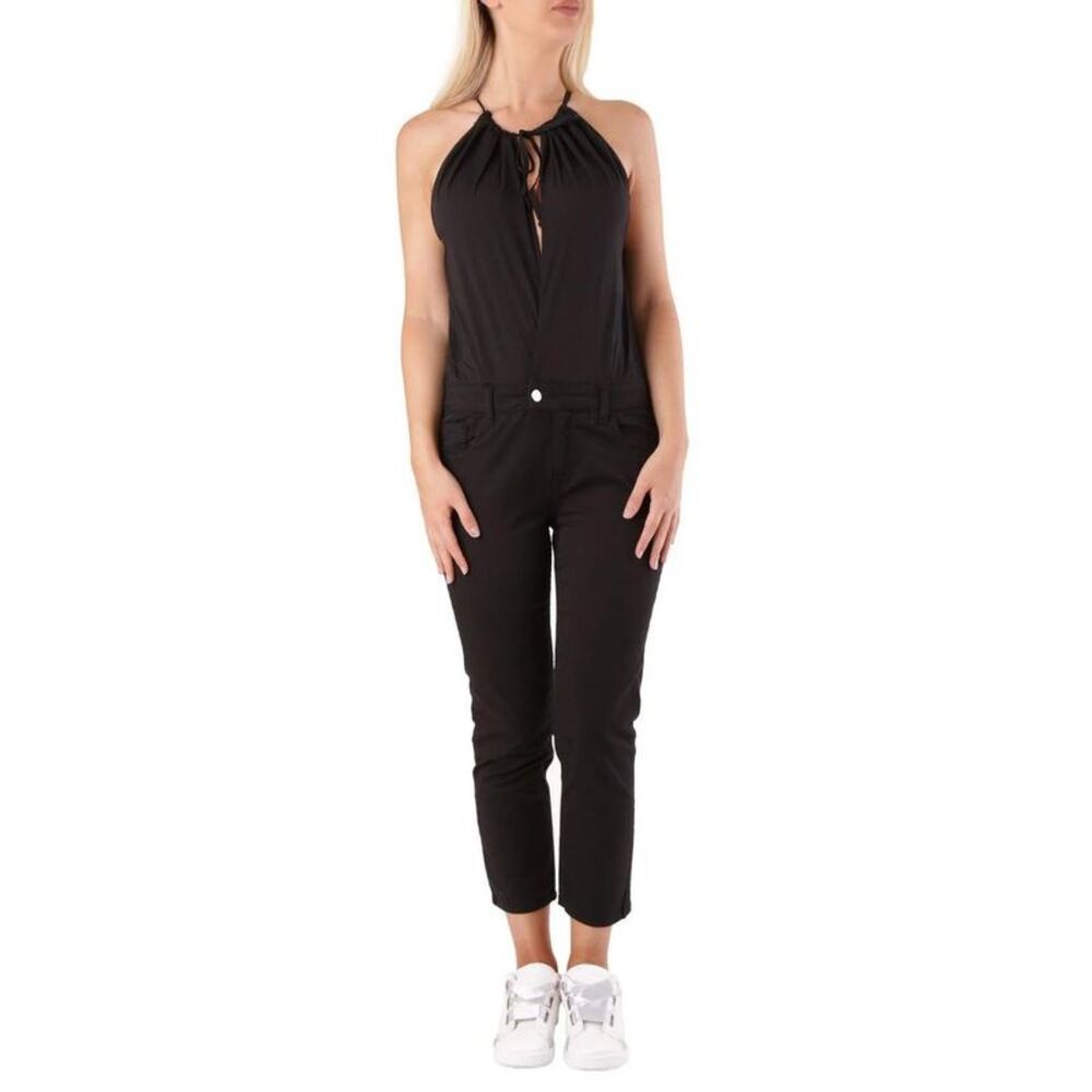 Met Cotton Jumpsuit with Utility Pockets Women Black Clothing